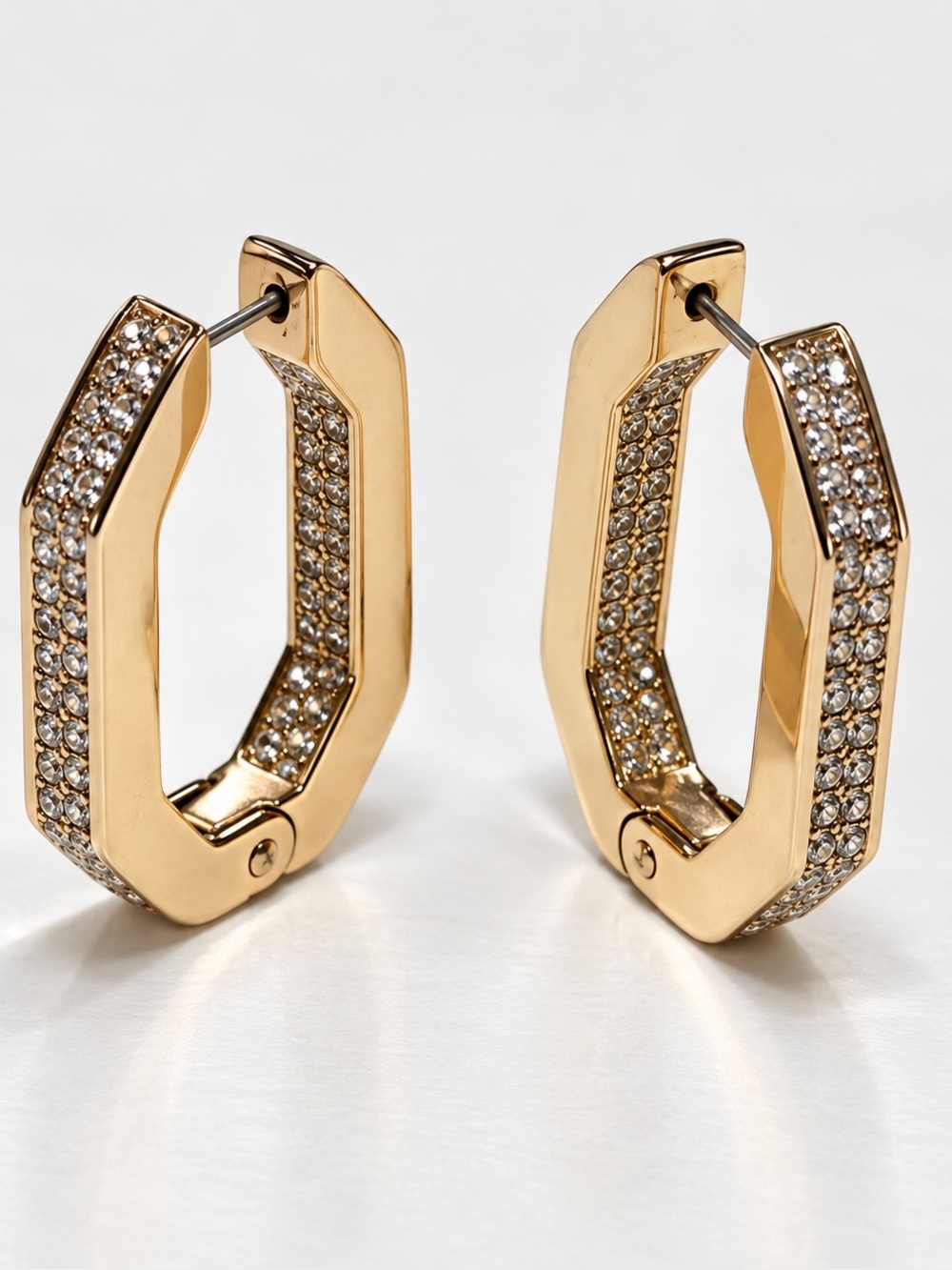 Swarovski Dextera Gold Crystal Pavé Geometric Hoop Earrings